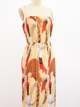 Feather Print Plisse Pleat Dress Dress arcadeshops.com