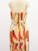 Feather Print Plisse Pleat Dress Dress arcadeshops.com