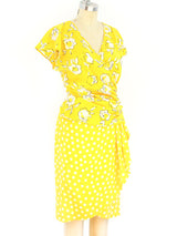 Ungaro Yellow Floral And Polka Dot Ensemble Suit arcadeshops.com