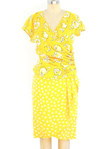 Ungaro Yellow Floral And Polka Dot Ensemble Suit arcadeshops.com