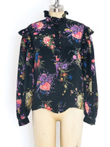 Ungaro Floral Ruffle Silk Top Top arcadeshops.com