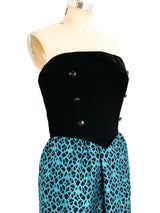 Valentino Turquoise Brocade Bustier Dress Dress arcadeshops.com