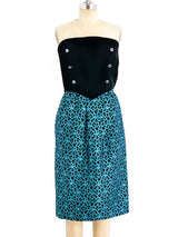 Valentino Turquoise Brocade Bustier Dress Dress arcadeshops.com