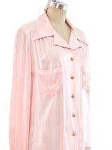 Chanel Logo Jacquard Silk Blouse Top arcadeshops.com