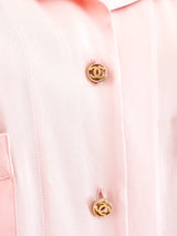 Chanel Logo Jacquard Silk Blouse Top arcadeshops.com