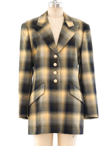 Escada Yellow Plaid Blazer Jacket arcadeshops.com