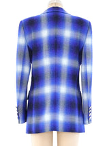 Escada Blue Plaid Blazer Jacket arcadeshops.com