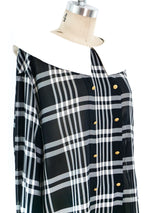 Chanel Plaid Chiffon Blouse Top arcadeshops.com