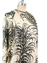 Galanos Feather Printed Metallic Gown Dress arcadeshops.com