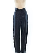 Fringe Trimmed Leather Pants Bottom arcadeshops.com