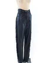 Fringe Trimmed Leather Pants Bottom arcadeshops.com