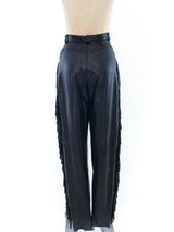 Fringe Trimmed Leather Pants Bottom arcadeshops.com