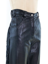 Fringe Trimmed Leather Pants Bottom arcadeshops.com