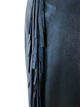Fringe Trimmed Leather Pants Bottom arcadeshops.com