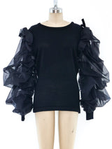 Organza Balloon Sleeve Sweater Top arcadeshops.com