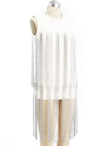Waterfall Beaded White Mini Dress arcadeshops.com