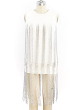 Waterfall Beaded White Mini Dress arcadeshops.com