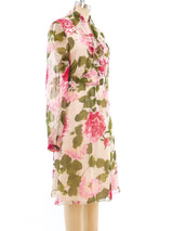 Valentino Floral Silk Ruffle Dress Dress arcadeshops.com