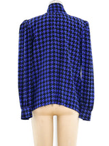 Yves Saint Laurent Houndstooth Silk Blouse Top arcadeshops.com