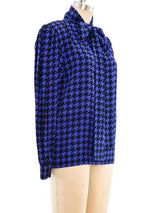 Yves Saint Laurent Houndstooth Silk Blouse Top arcadeshops.com