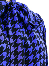 Yves Saint Laurent Houndstooth Silk Blouse Top arcadeshops.com