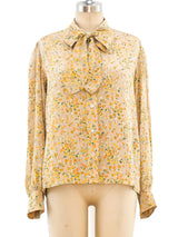 Yves Saint Laurent Beige Floral Top Top arcadeshops.com