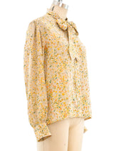 Yves Saint Laurent Beige Floral Top Top arcadeshops.com