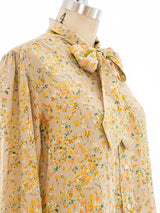 Yves Saint Laurent Beige Floral Top Top arcadeshops.com