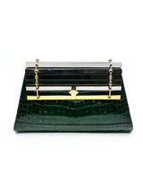 Green Crocodile Bag with Architectural Hardware Accessory arcadeshops.com