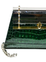 Green Crocodile Bag with Architectural Hardware Accessory arcadeshops.com
