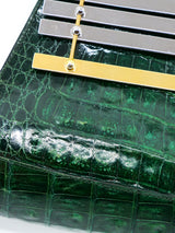 Green Crocodile Bag with Architectural Hardware Accessory arcadeshops.com