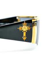 Gianni Versace Cross Embellished Shield Sunglasses Accessory arcadeshops.com