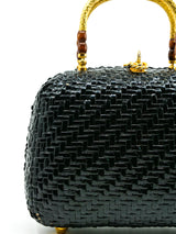 Black Wicker Top Handle Bag Accessory arcadeshops.com