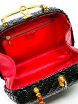 Black Wicker Top Handle Bag Accessory arcadeshops.com