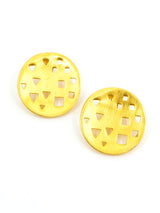 Perforated Goldtone Button Earrings Accessory arcadeshops.com