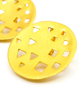 Perforated Goldtone Button Earrings Accessory arcadeshops.com