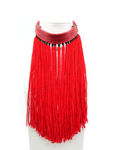 Bead Fringe Leather Collar Necklace Accessory arcadeshops.com