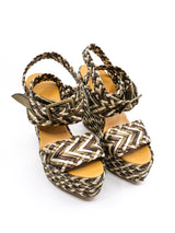 Hermes Woven Leather Platform Wedge Accessory arcadeshops.com
