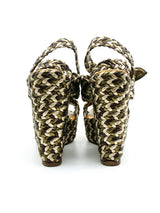 Hermes Woven Leather Platform Wedge Accessory arcadeshops.com