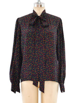 Yves Saint Laurent Printed Silk Blouse Top arcadeshops.com