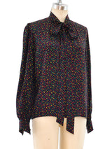 Yves Saint Laurent Printed Silk Blouse Top arcadeshops.com