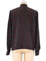 Yves Saint Laurent Printed Silk Blouse Top arcadeshops.com