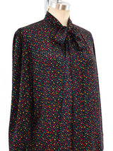 Yves Saint Laurent Printed Silk Blouse Top arcadeshops.com