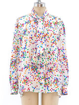 Yves Saint Laurent Confetti Printed Silk Blouse Top arcadeshops.com