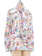 Yves Saint Laurent Confetti Printed Silk Blouse Top arcadeshops.com