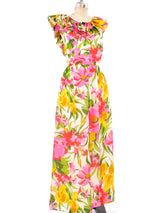 Floral Printed Organza Ruffle Dress Dress arcadeshops.com