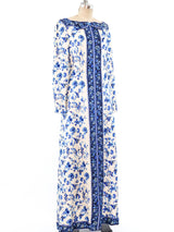 Adele Simpson Delft Blue Scarf Print Maxi Dress Dress arcadeshops.com