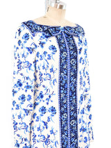 Adele Simpson Delft Blue Scarf Print Maxi Dress Dress arcadeshops.com