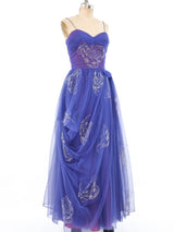 Periwinkle Embroidered Net Party Dress Dress arcadeshops.com
