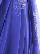 Periwinkle Embroidered Net Party Dress Dress arcadeshops.com